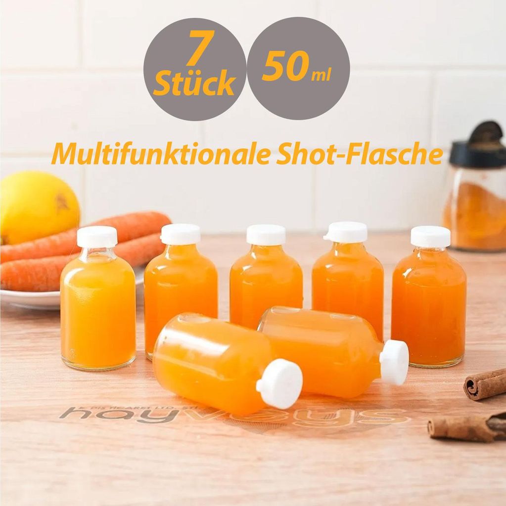 Set di 7 bottiglie in vetro da 50 ml con tappo – Mini Immagine del prodotto 