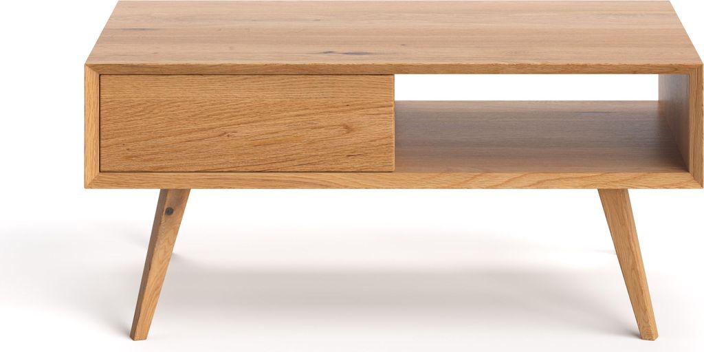 Quatro-Couchtisch aus massivem Holz 100 cm, Eiche, Modern