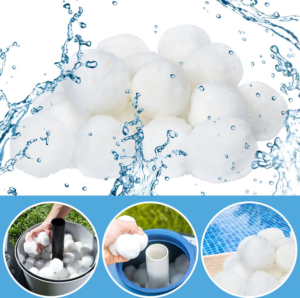 Bettizia Filter Balls 1400g weiß, Filterbälle für Pool, Schwimmbad, Filterpumpe, Aquarium Sandfilter, ersetzen 25 kg Filtersand