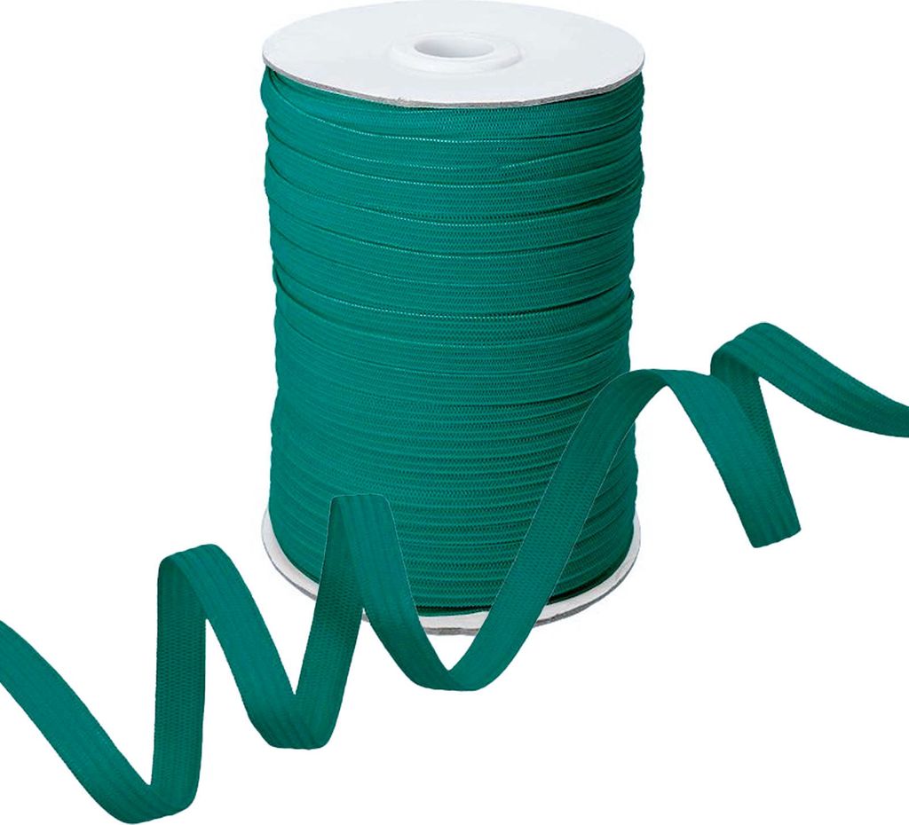 100m Gummiband Gummilitze 7mm flach gestrickt Stretch Elastisch in 19 Farben, Gurtband:906 petrol