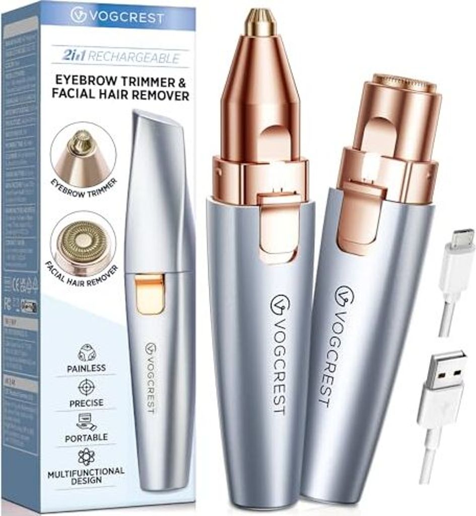 Augenbrauen Gesicht Trimmer 2 in 1 wiederaufladbare Haarentfernung Rasiermesser - Lippen Körper Schmerzlose Eingebaute (blau)