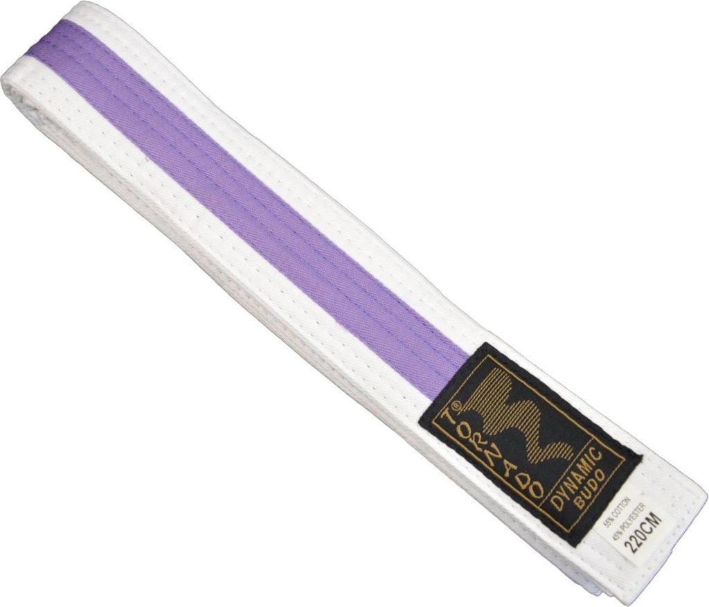 TEKKA BUDO Kampfsport Gürtel mit Mittelstreifen weiß-violett 260 cm 2-farbig - Budogürtel, Karate, Judo, Taekwondo, Ju-Jutsu