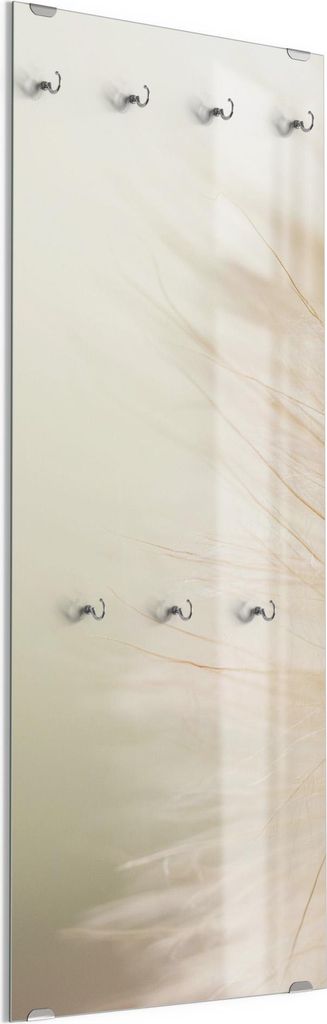 DEQORI Kleiderhaken aus Glas 50x125 cm 'Zarte Natur' Wand Garderobe Paneel Haken modern