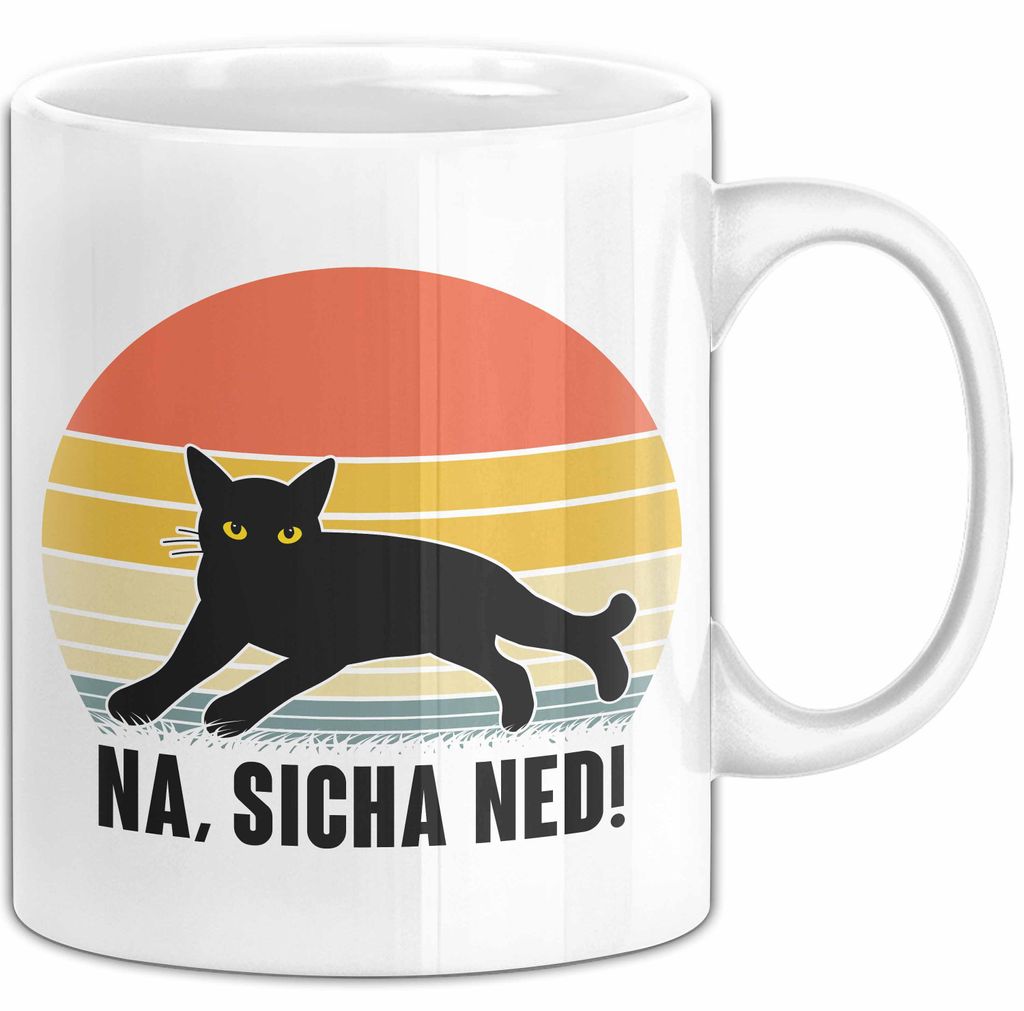 Na Sicher Ned Tasse Geschenk Katze Vintage (Weiß)