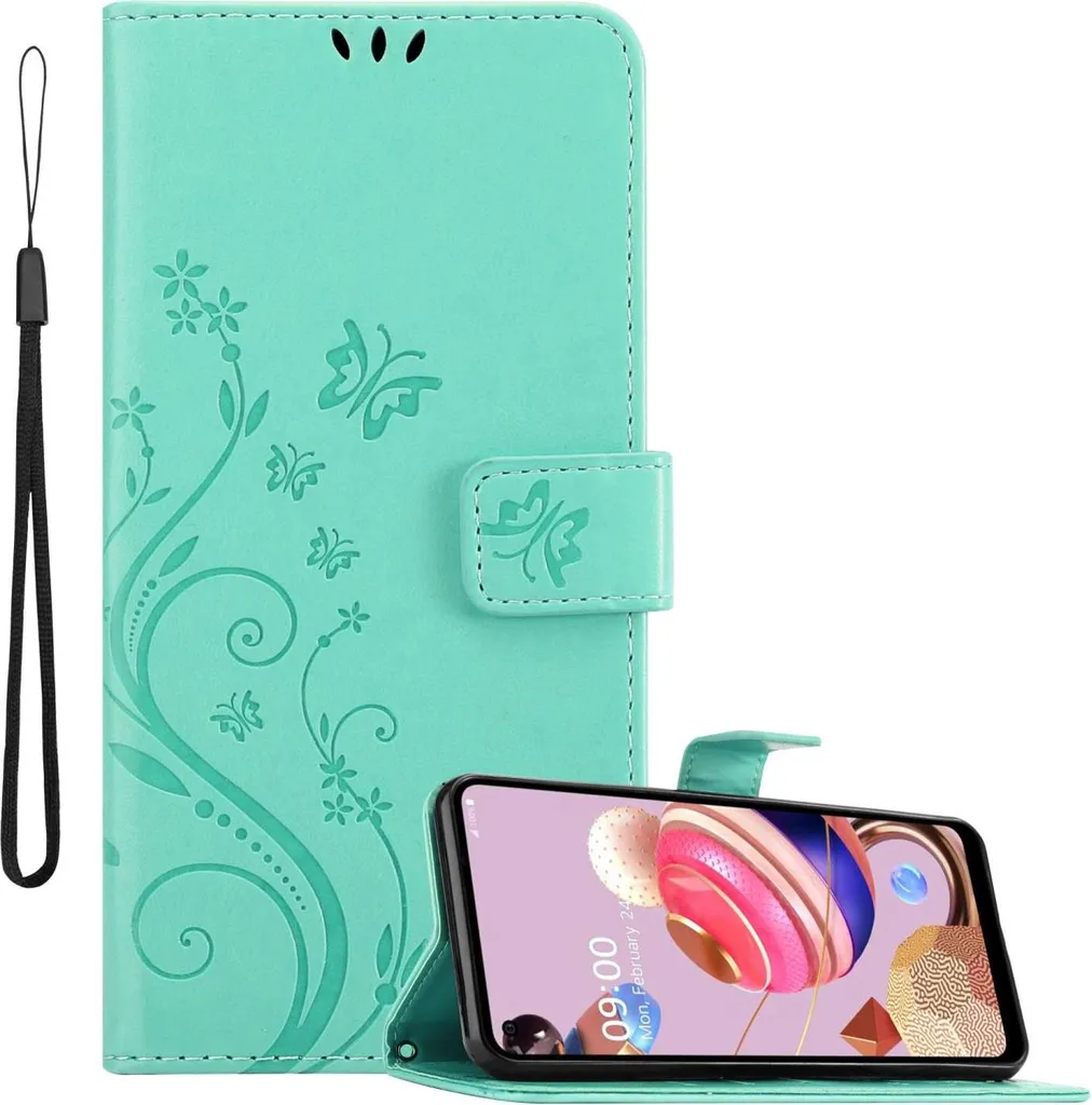 Cadorabo Cover LG K51S Turchese Floreale | Custodia Libro Magnetica