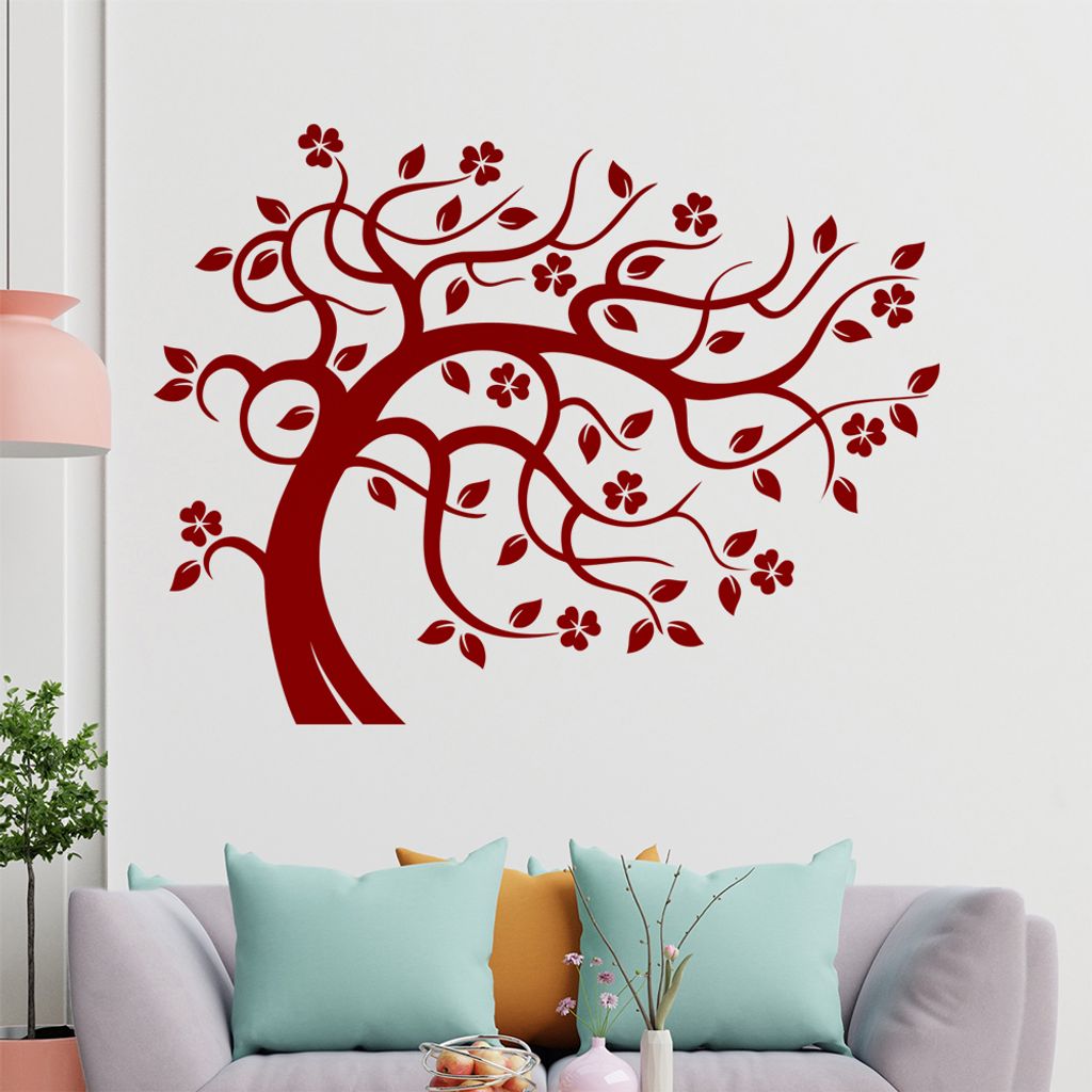 Baum - vom Wind gebogen Wandtattoo in 6 Größen - Wandaufkleber Wall Sticker - Dekoration, Küche, Wohnzimmer, Schlafzimmer, Badezimmer