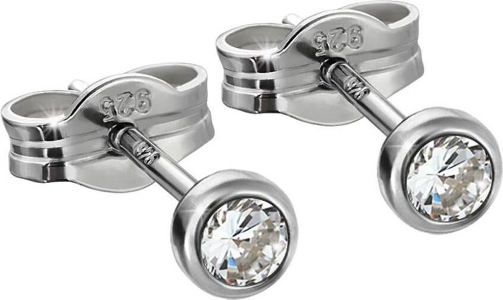 Paar Ohrstecker Silber 925er Rhodiniert 3,5mm Zirkonia Damen Herren Kinder 1995
