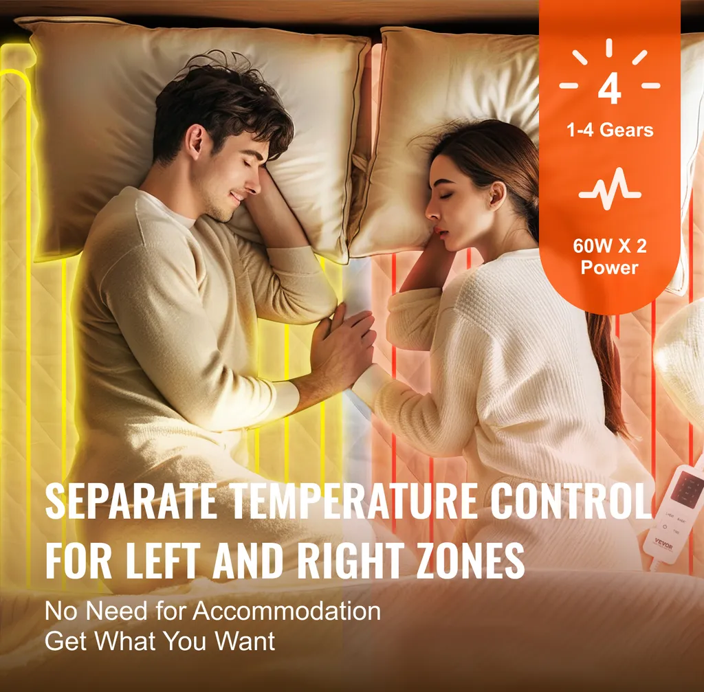 Couverture chauffante grand lit pour couples avec arrêt de sécurité auto