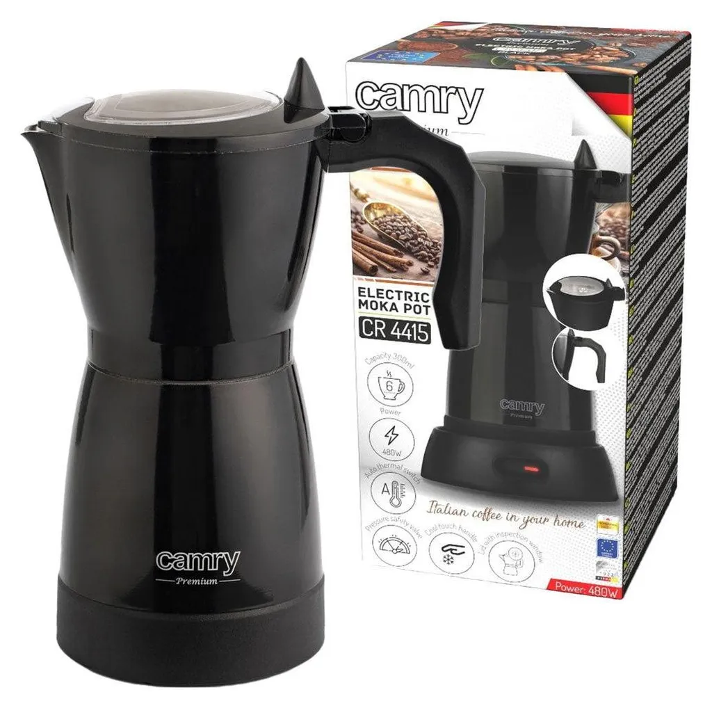 Machine à café Moka 480W Camry CR 4415b avec Base 360 Degrés Noire