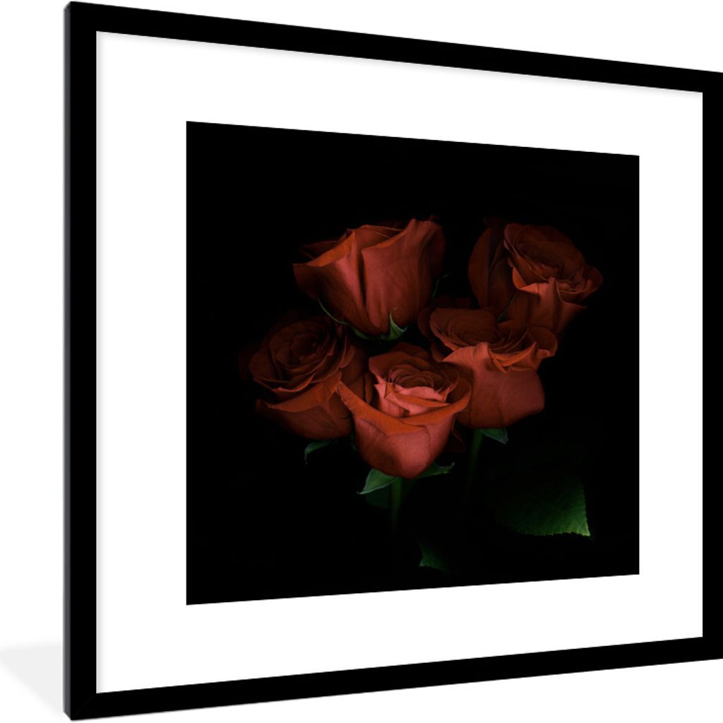 MuchoWow Gerahmtes Poster Blumen - Rosen - Wald 40x40 cm - Poster mit Schwarzem Bilderrahmen Wandposter Rahmen Foto Bilder - Poster - Plakat im R...
