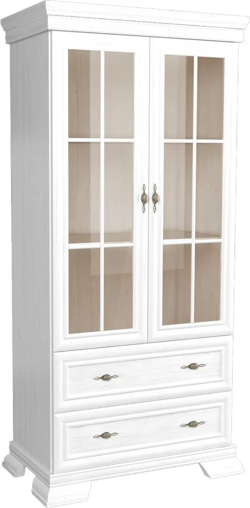 Grande vitrine GREGORIA en bois clair pin andersen avec étagères modulables