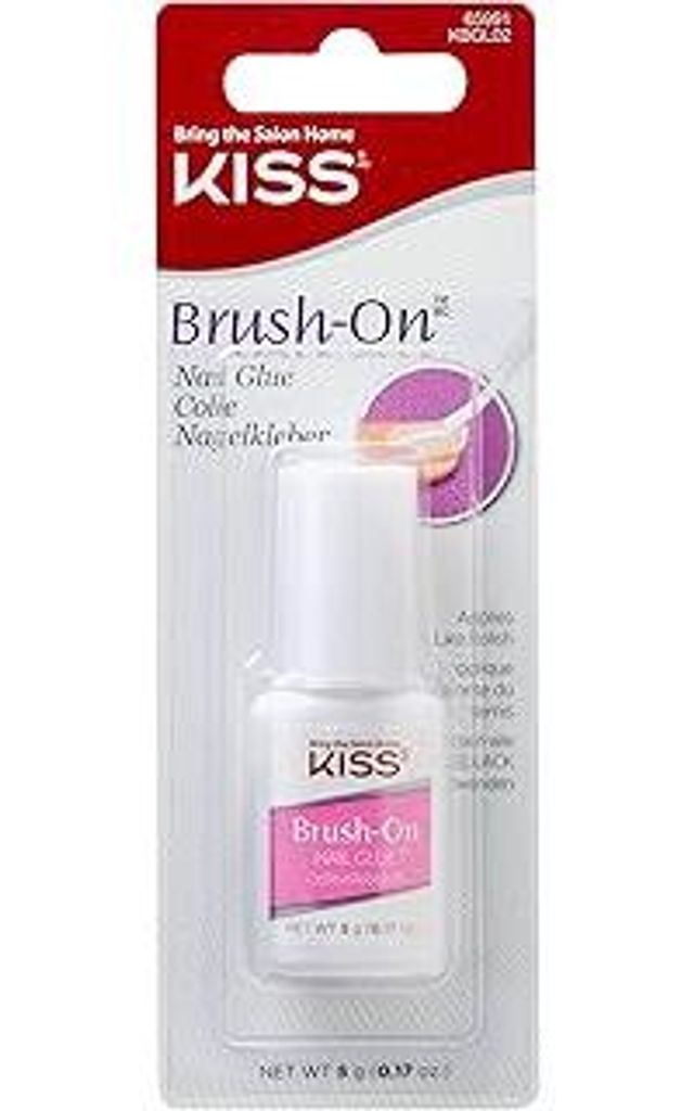KISS Brush-On-Nagelkleber für Press-On-Nägel, Nagelkleber mit schnelltrocknender Formel, enthält Flasche (5 g) mit Drehverschluss und Pinselappl...