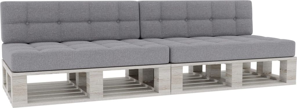 Palettenkissen, Palettenauflagen Sitzkissen Rückenlehne Gesteppt PFG 2xSet (Sitzkissen 120x80 +Rückenlehne 120x40), Grau)