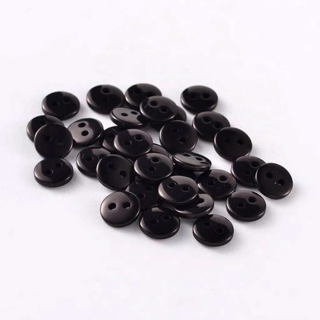 Boutons ronds noirs 11,5 mm à 2 trous pour couture et mercerie (Lot de 50)
