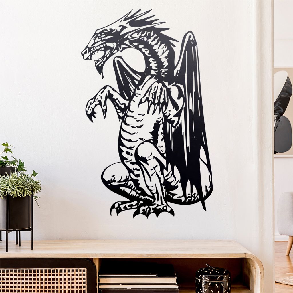 Drachen Wandtattoo in 6 Größen - Wandaufkleber Wall Sticker - Dekoration, Küche, Wohnzimmer, Schlafzimmer, Badezimmer