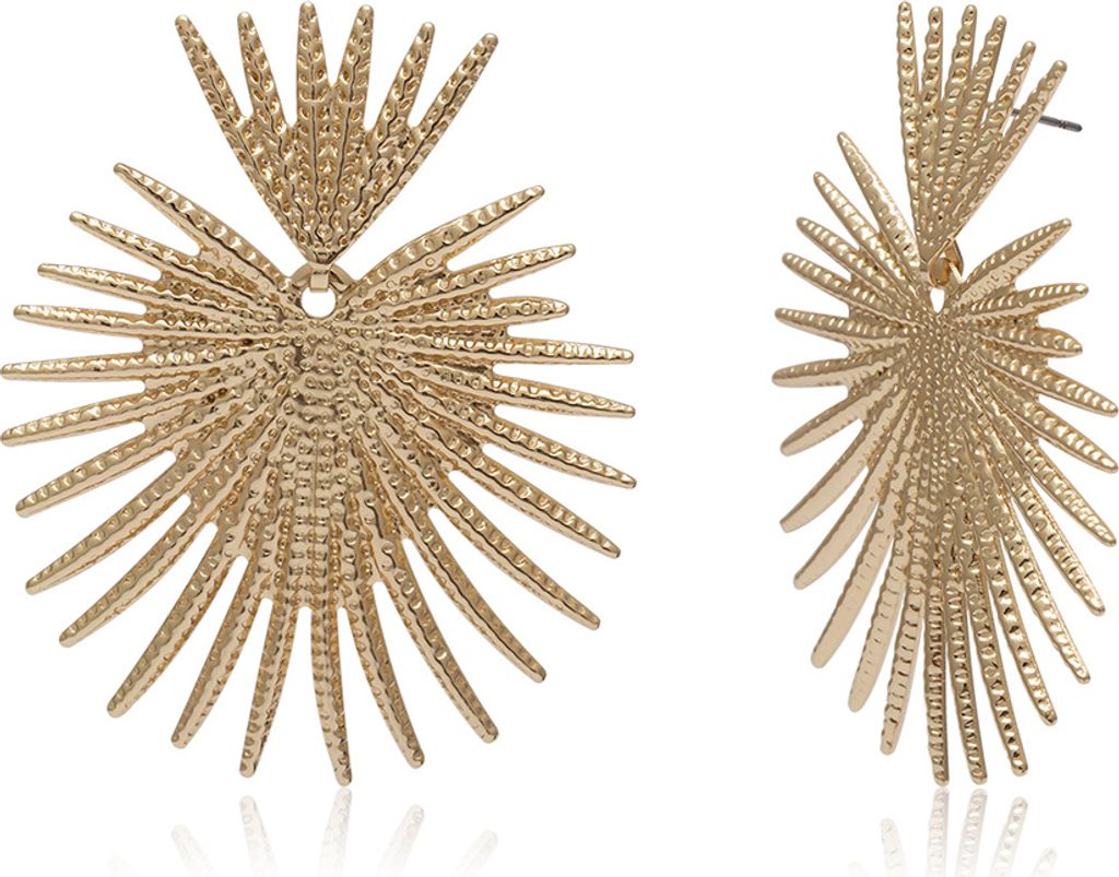 Vintage Damen-Ohrstecker in Herz-Fächer-Form, Statement-Party-Schmuck, Geschenk-Golden