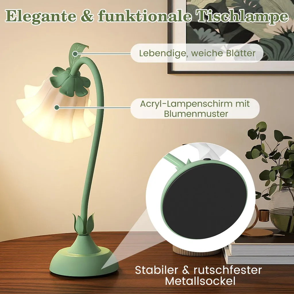 Lampe de bureau fleur réglable en acrylique avec interrupteur intégré - 6