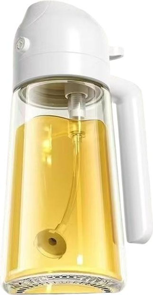 INF 470ml Ölsprüher Flasche, Verdickter Glas Ölspender mit Sprüh- und Gießfunktion Weiß