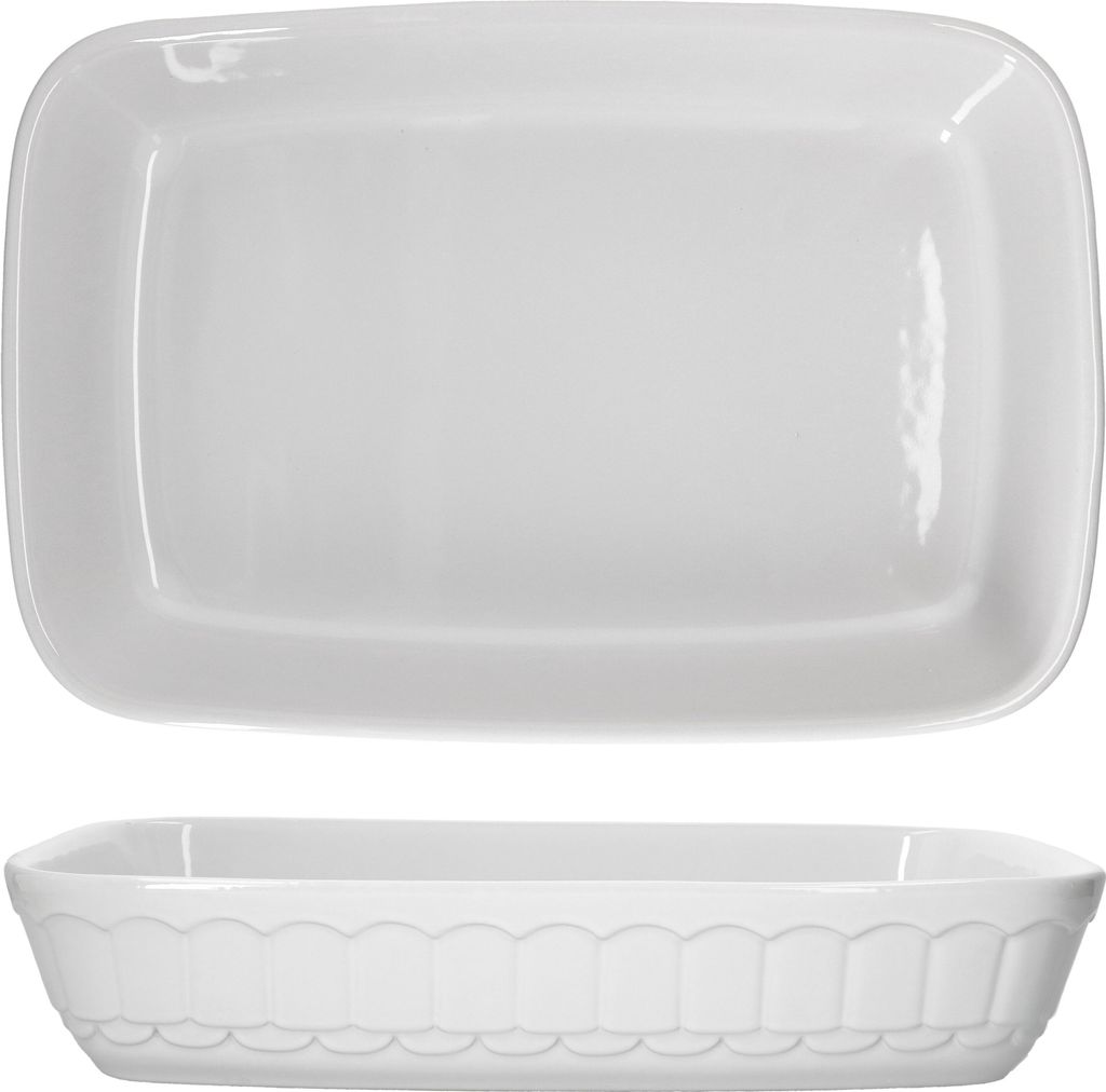 2x Auflaufform rechteckig weiß Keramik 37,5x25,3cm 3L Back-Form Ofen Bräter