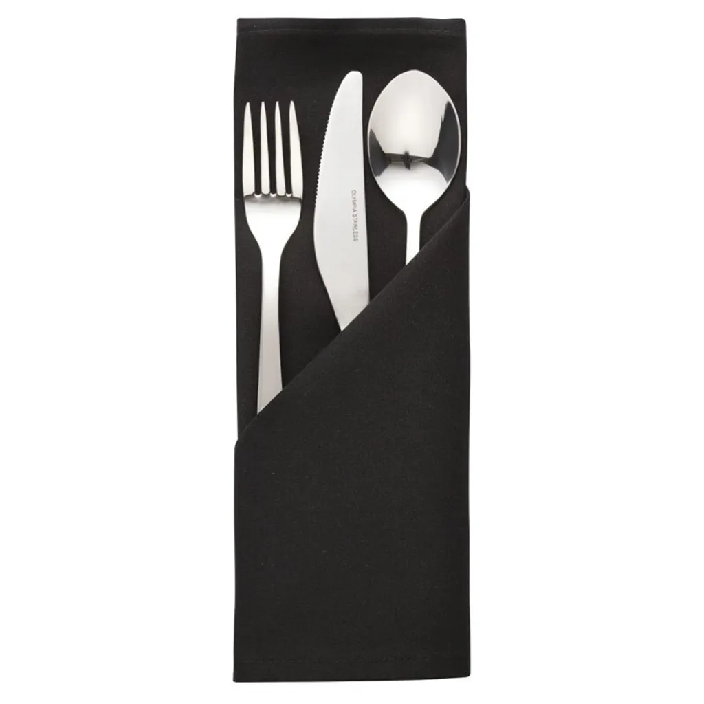 Serviettes de Table en Tissu Noir 51cm Mitre pour Restaurant et Banquet