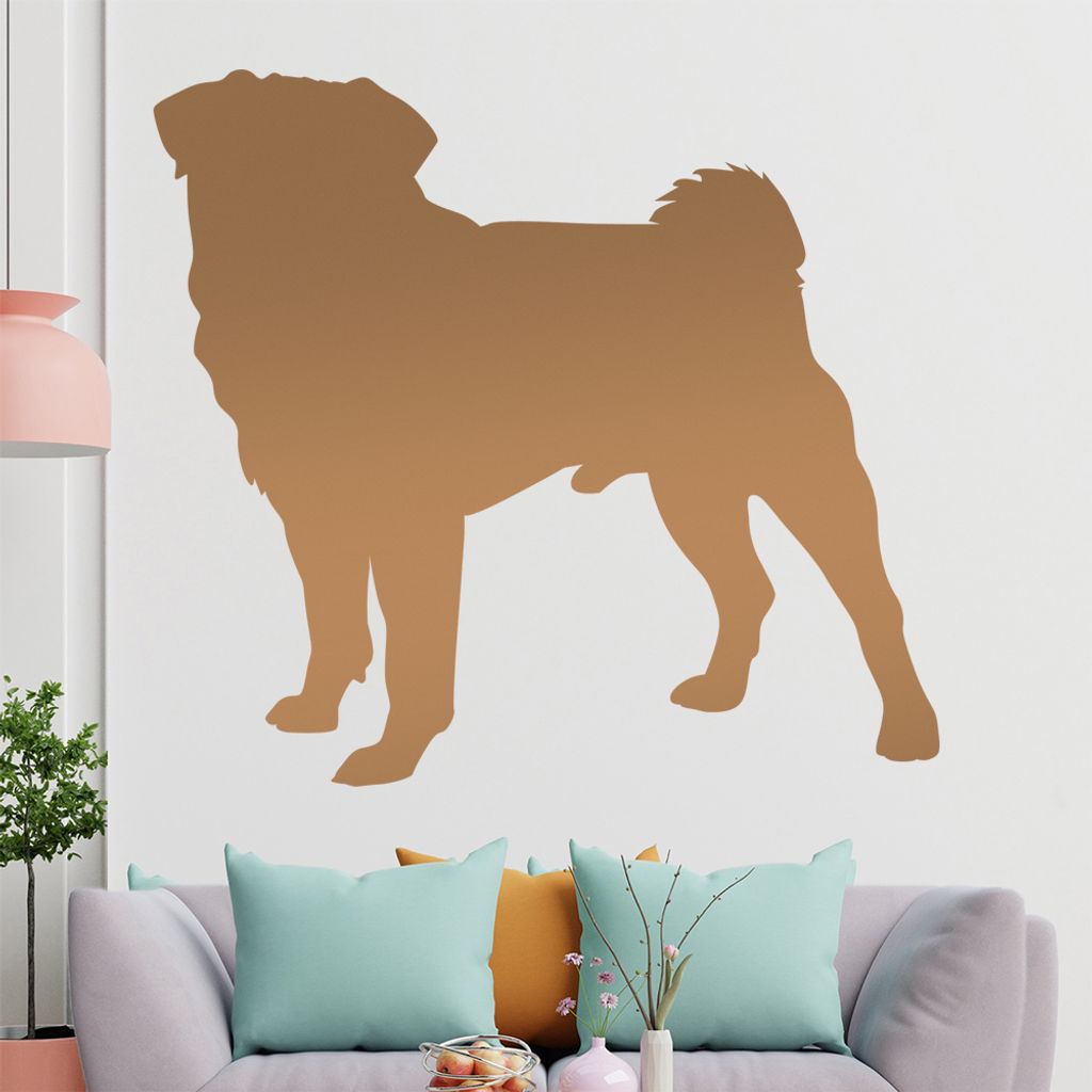 KIWISTAR Mops Silhouette Wandtattoo in 6 Größen - Wandaufkleber Wall Sticker - Dekoration, Küche, Wohnzimmer, Schlafzimmer, Badezimmer