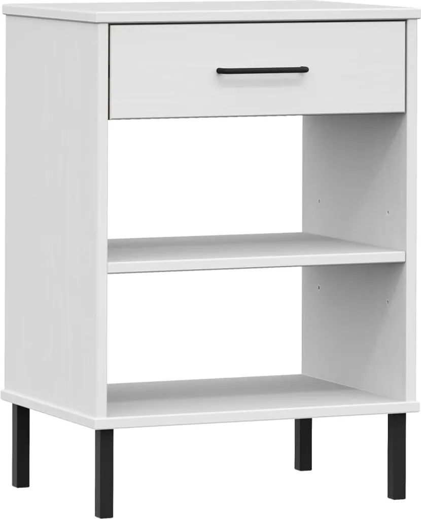 Consolle OSLO con gambe in metallo in legno di pino massiccio bianco