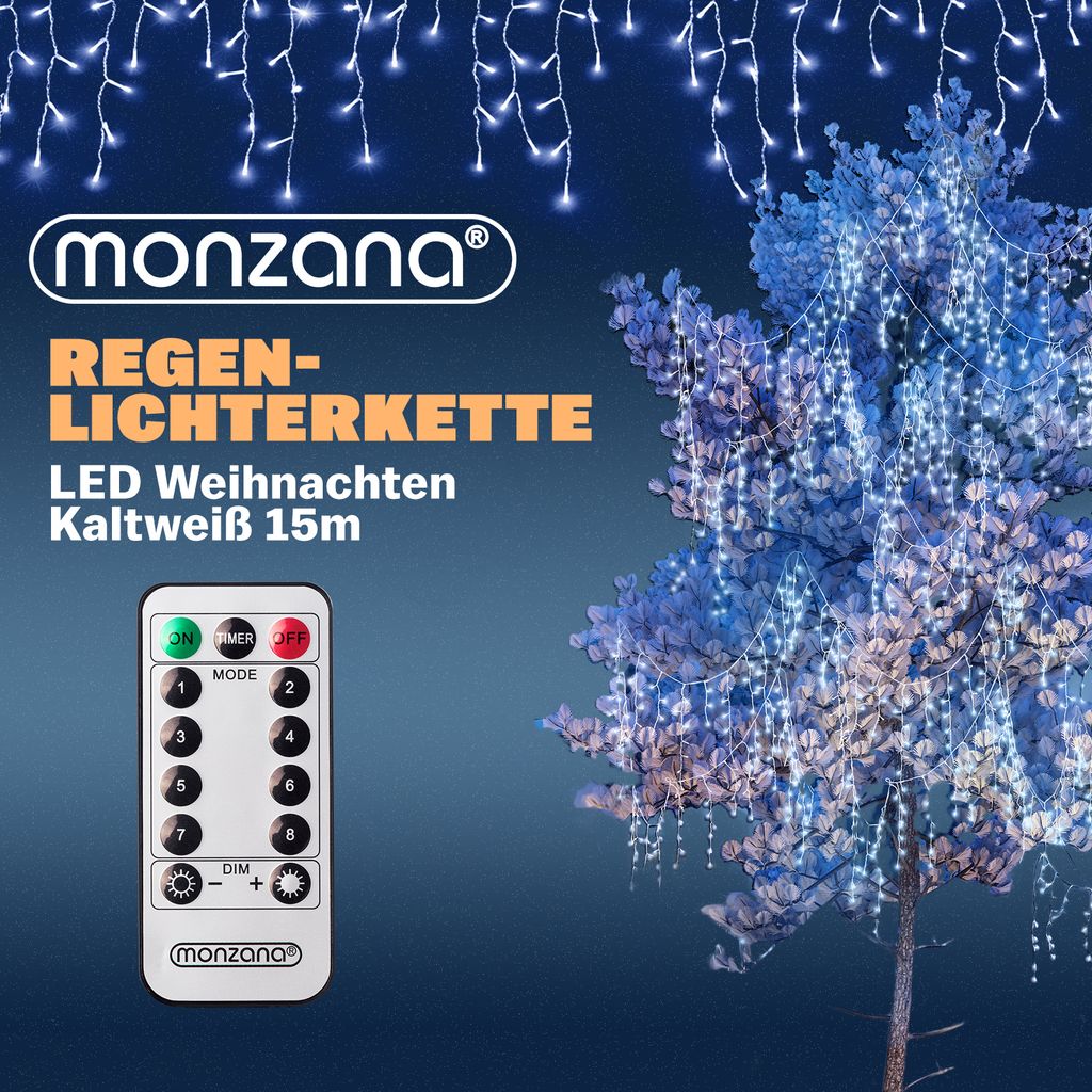ECD Germany Catena Luminosa A Grappolo 5,5 M 768 LED Bianco Caldo Con Timer Ip44 Luci Cluster Per Albero Di Natale Interni Esterni Lucine Decorative