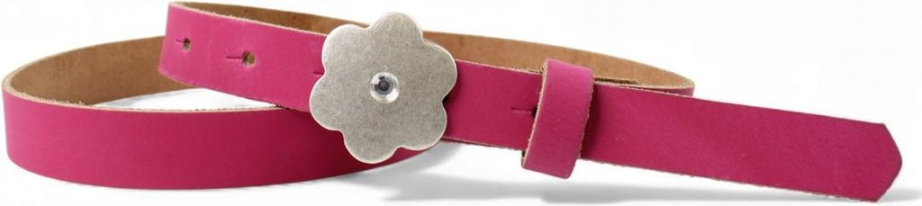 FRONHOFER süßer Kindergürtel mit silberner Straß Blumenschnalle, plastikfrei, 2cm