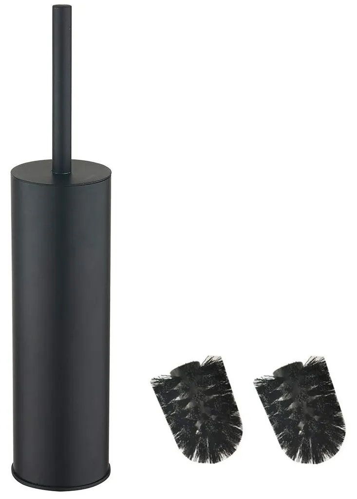 Brosse WC noire design avec support cylindrique en inox inoxydable 304