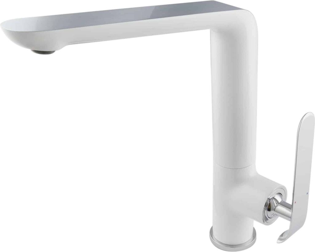 PaulGurkes Küchenarmatur Spültischarmatur Armatur weiß Chrom Spültischbatterie