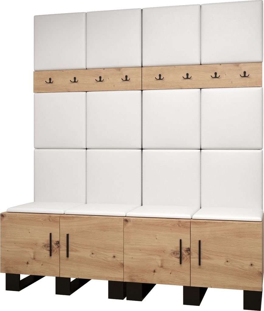 Garderobe ARTIN Set 3 mit gepolsterten Paneelen Industrial Design
