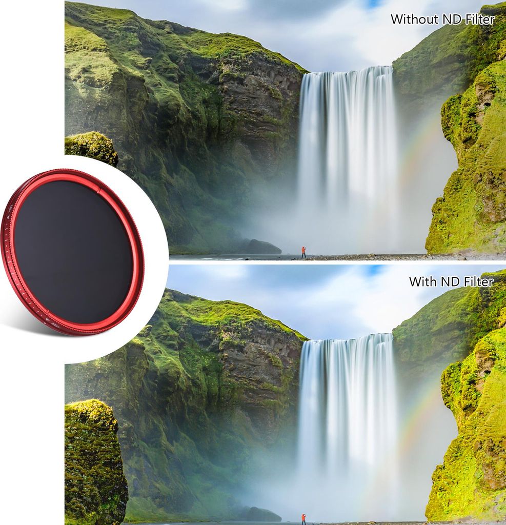 FOTGA 82 mm Slim ND Fader Variable Filter Neutral Density ND2 bis ND400 Rot Ersatz für Canon Nikon DSLR Kamera