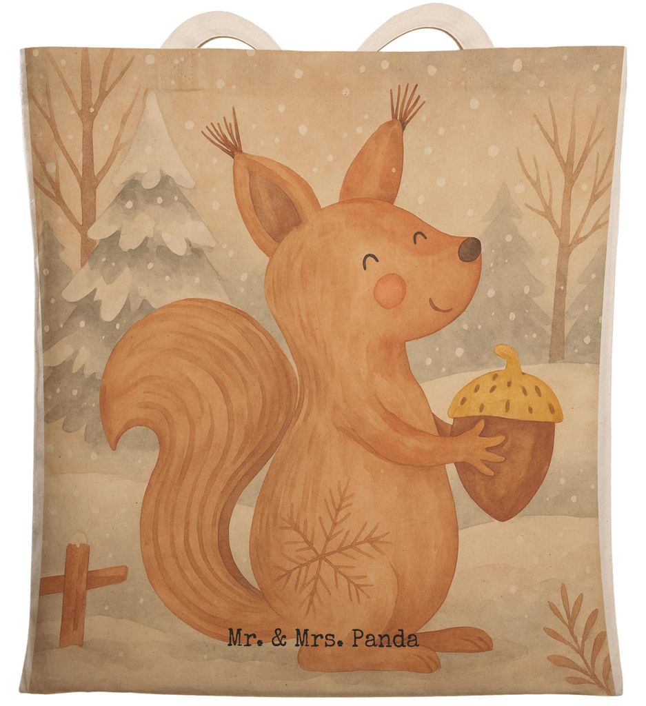 Mr. & Mrs. Panda Tote Bag Eichhörnchen Weihnachten Design - Weiß - Geschenk, Guten Rutsch, Weihnachtsgruß, shopping, Einkaufstasche, Beuteltasch...