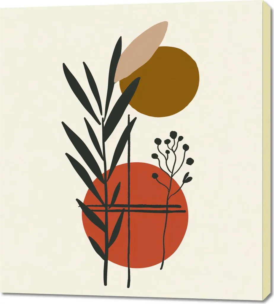 Arte Botanica 90x100 cm - Quadro su Tela Materica per Design Minimalista