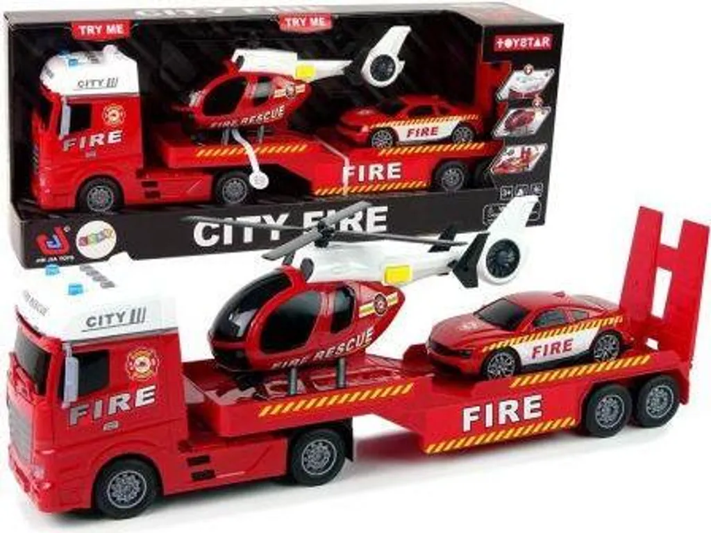 Camion de pompiers 3-en-1 contre les pannes de jeu avec hélicoptère