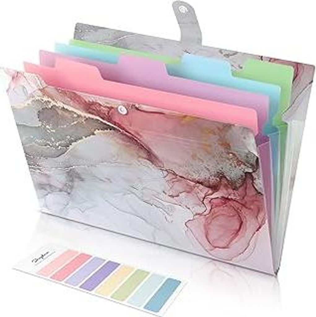 SKYDUE Ordnungsmappe A4, Mappe Mit Fächern, Dokumentenmappe Mit Etiketten, Postmappe Mappen Ordnersystem, Fächermappe Für Zuhause, Büro, Schule...