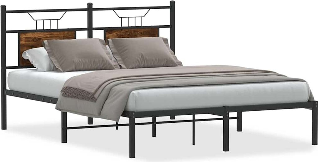 "im Sonderangebot"Bettgestell/Doppelbett ️Hochwertiges - Polsterbett Erwachsene/r /Kind - ohne Matratze - Räuchereiche 140x190cm Holzwerkstoff -...