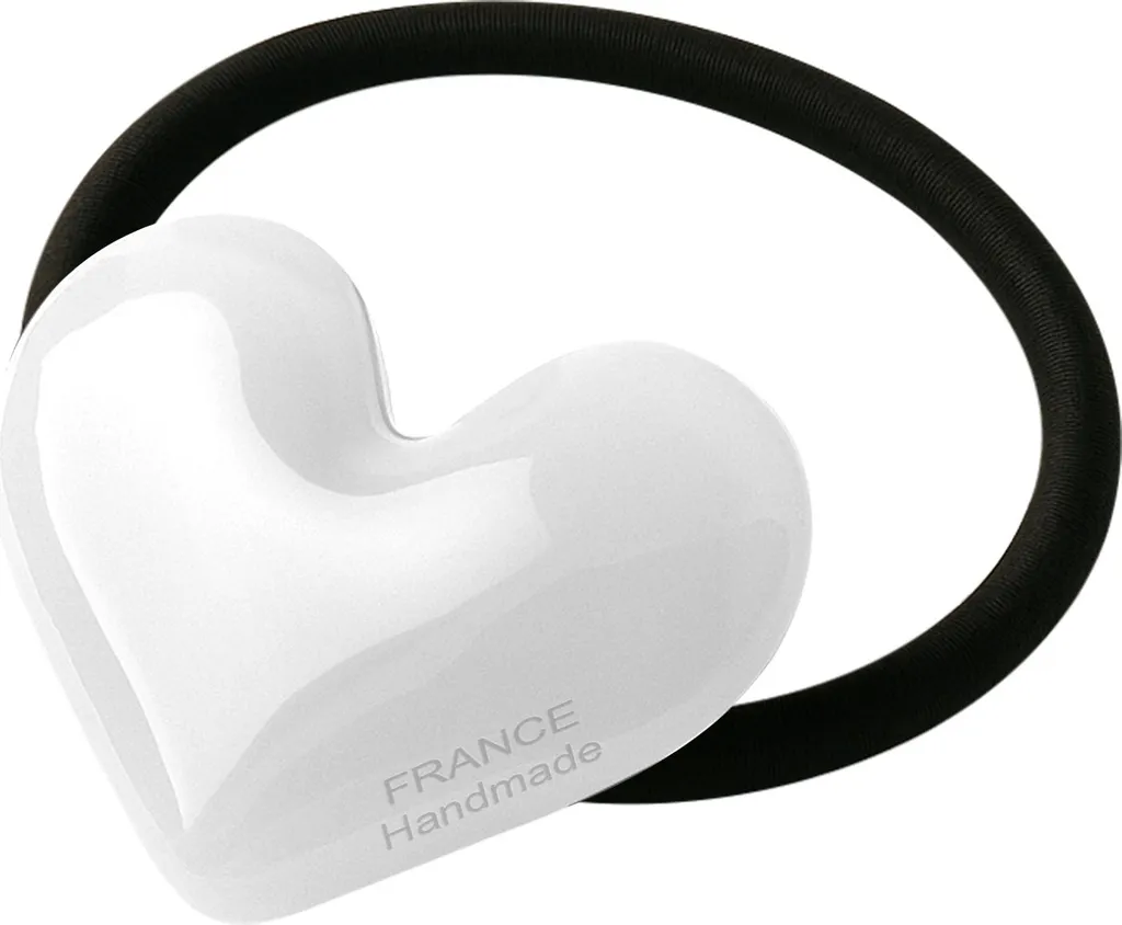 Elastico per Capelli Cuore Opale Bianco Lucido - Accessorio Elegante