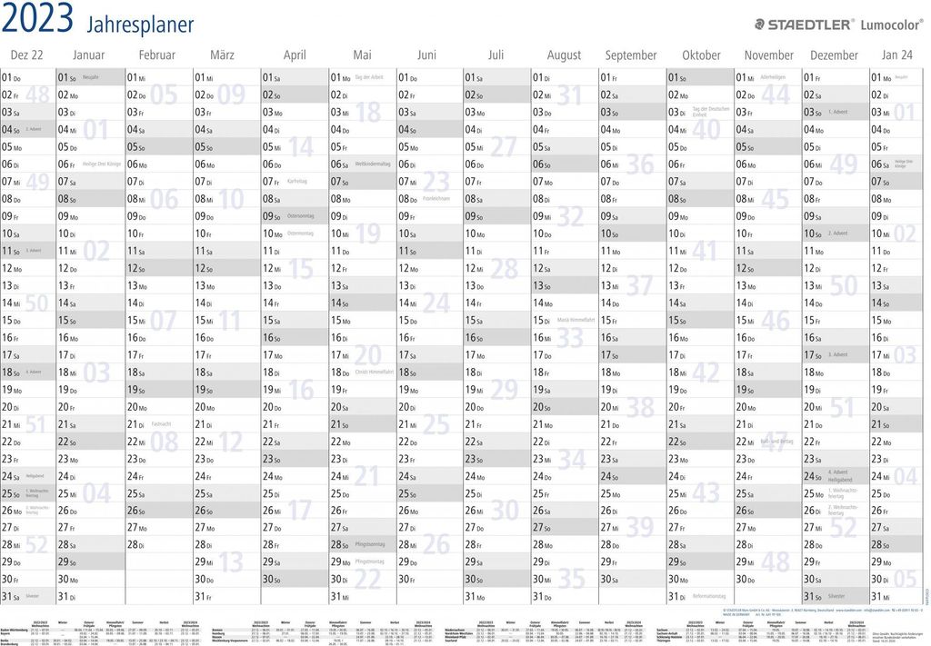 STAEDTLER Jahresplaner Lumocolor year planner 2026 A1 Immagine del prodotto 