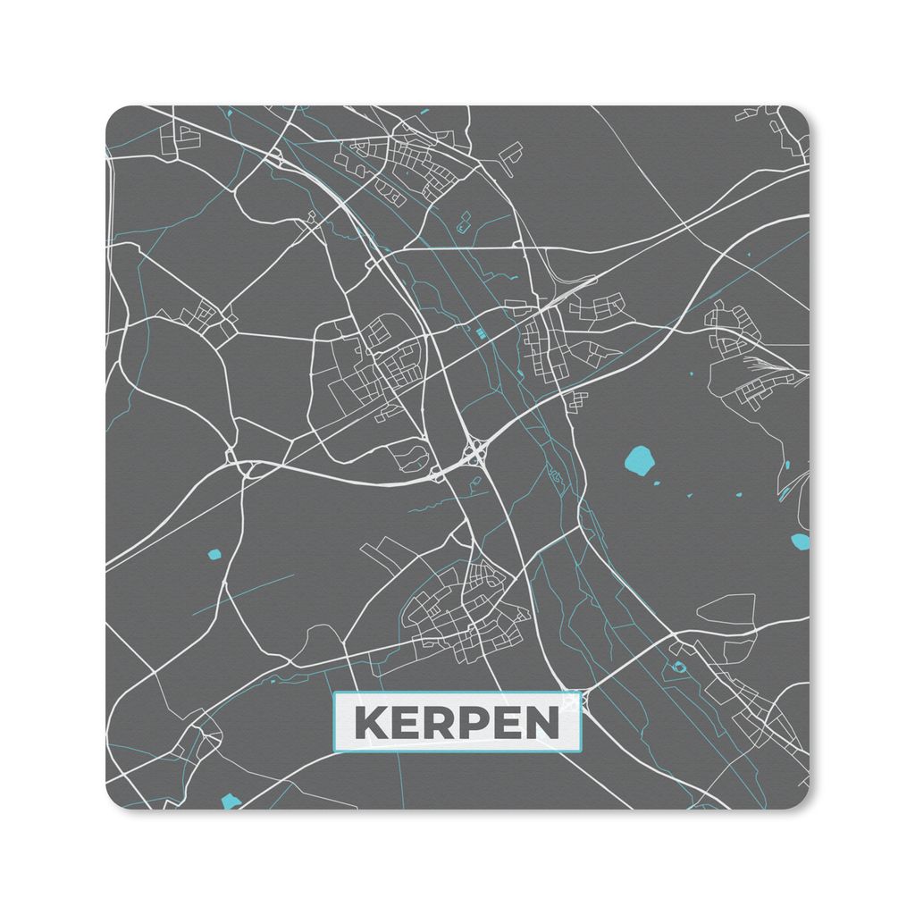 MuchoWow Mauspad Mousepad Deutschland - Blau - Kerpen - Stadtplan - Karte 20x20 cm - Mousepads - Maus Mat - Pad - Mausunterlage - Desk Mat - Bure...