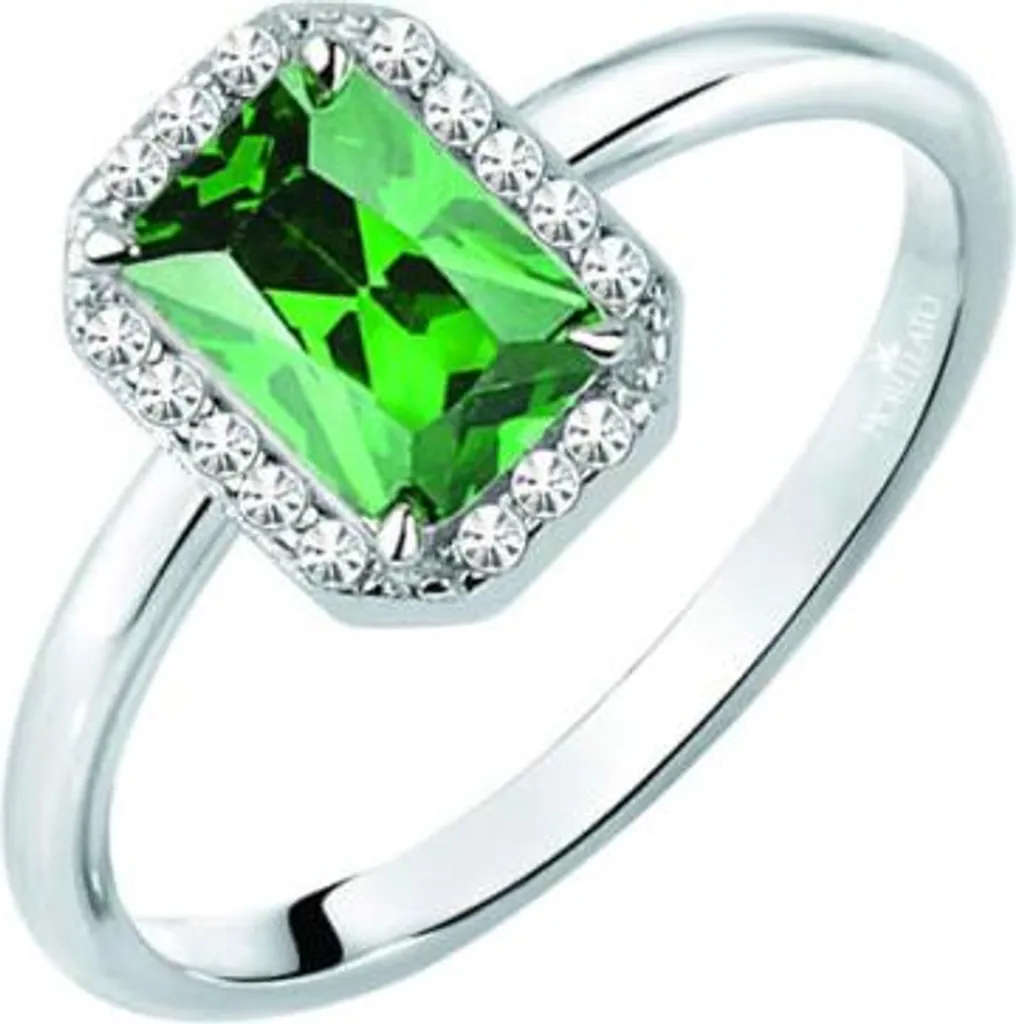 Bague argent pierre verte Tesori SAIW76 anti-ternissement, taille 52 mm