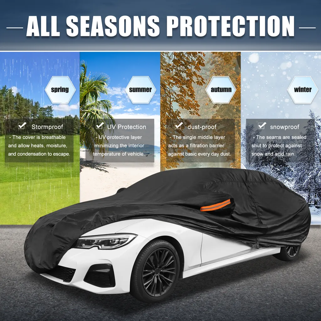 Housse BMW Série 3 en Coton et Aluminium avec Fermeture Éclair Noir