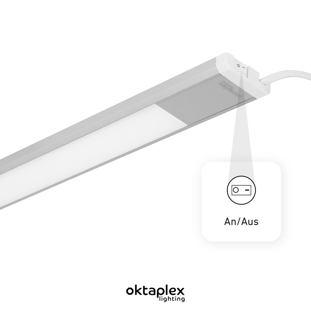 Oktaplex Riva LED Unterbauleuchte | 57,5cm Küchenlicht | 800lm Neutralweiß | Schalter | Unterschrankbeleuchtung