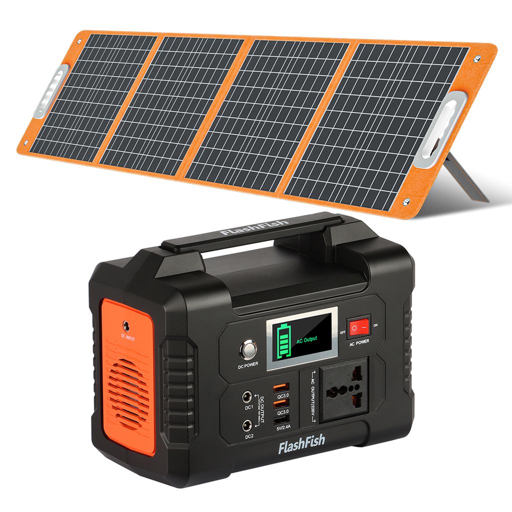 Tragbare Powerstation Solar Panel mit Powerbank Akku 288Wh