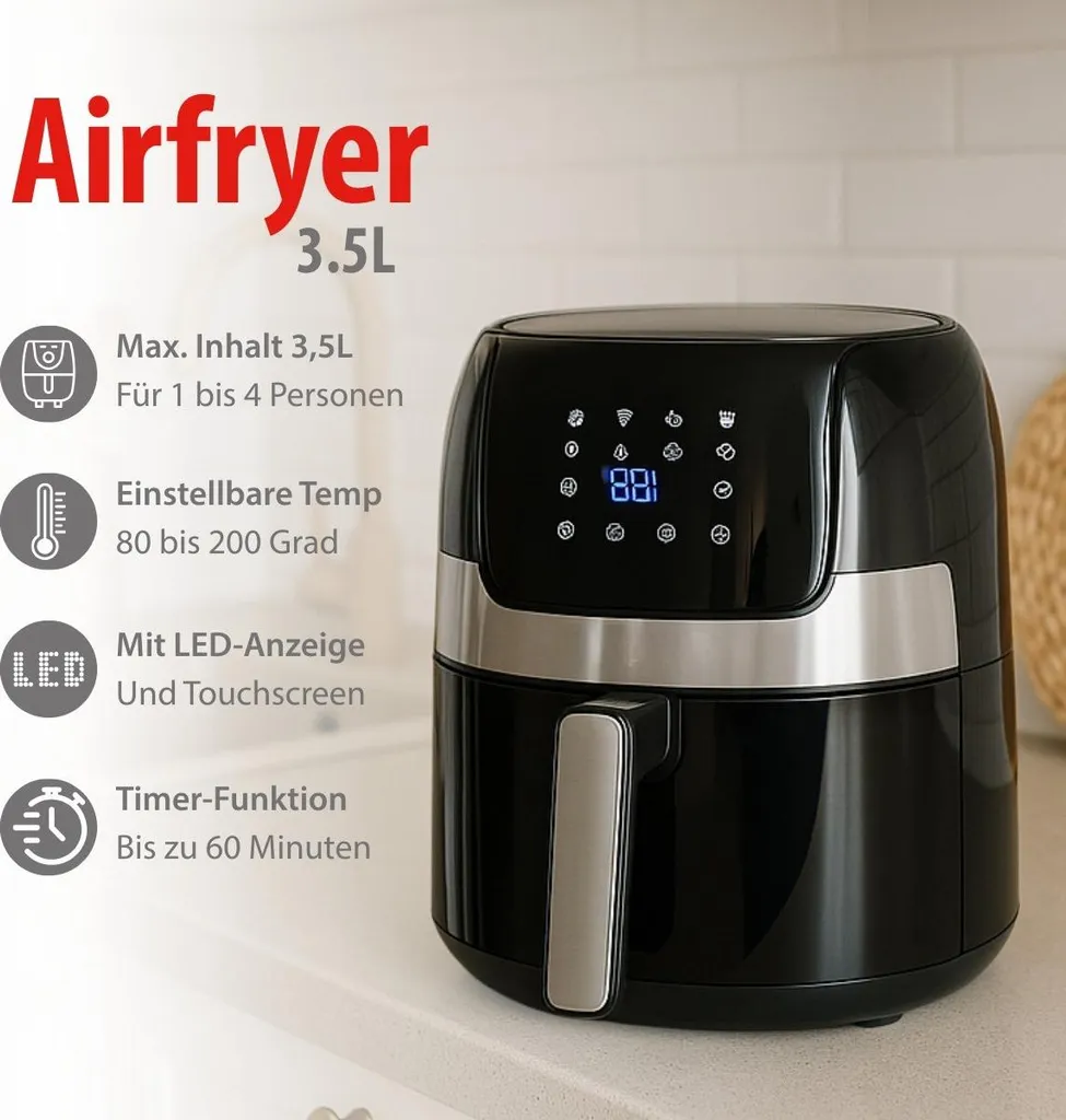 Friteuse sans huile Alpina - Fini les odeurs avec cet Airfryer 3,5 L