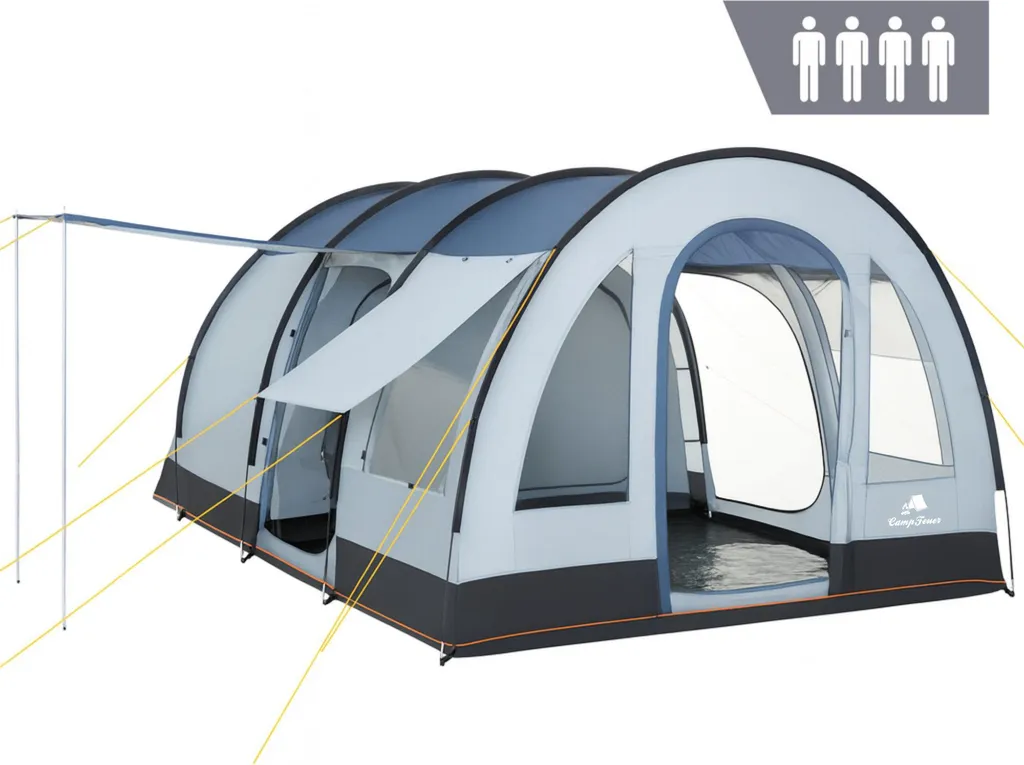 Tente TunnelX Anti-Pluie 5000mm pour 4 Personnes - Finie l'humidité !