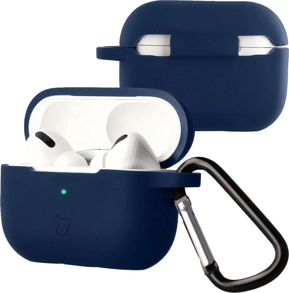 Silikonhülle mit Karabiner für AirPods Pro 2, Bizon Case Headphone Silicone, Dunkelblau