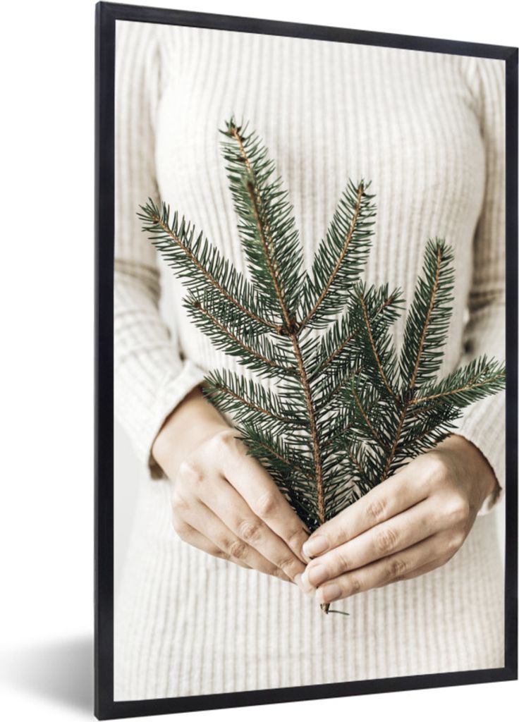 MuchoWow Gerahmtes Poster Tannenbaum - Zweig - Pullover 20x30 cm - Poster mit Schwarzem Bilderrahmen Wandposter Rahmen Foto Bilder - Drucken - Bi...
