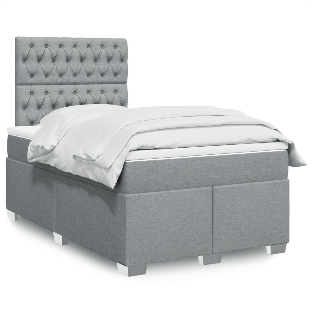 "2024"cloris Boxspringbett mit Matratze Hellgrau 120x190 cm Stoff - Klassische Betten CHY69693404