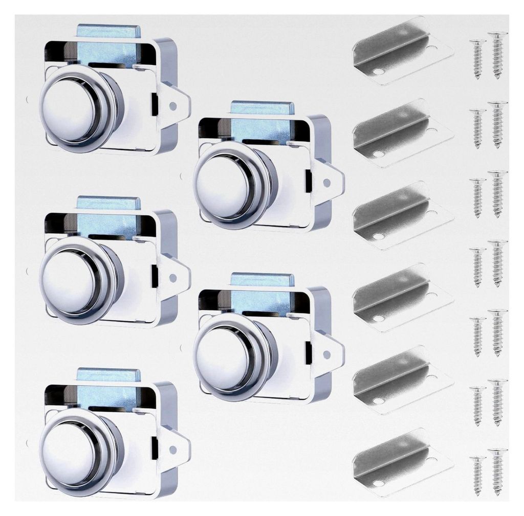 5-teiliges Set Schrank-Schubladen-Verriegelungsverschlüsse, schlüssellose Türverriegelungsknöpfe für Wohnwagen, Wohnmobile, Camper Vans und Bo...